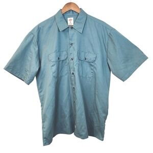 Dickies Men's XL Short Sleeve Work Shirt Blue Gray Button Up Industrial 1574